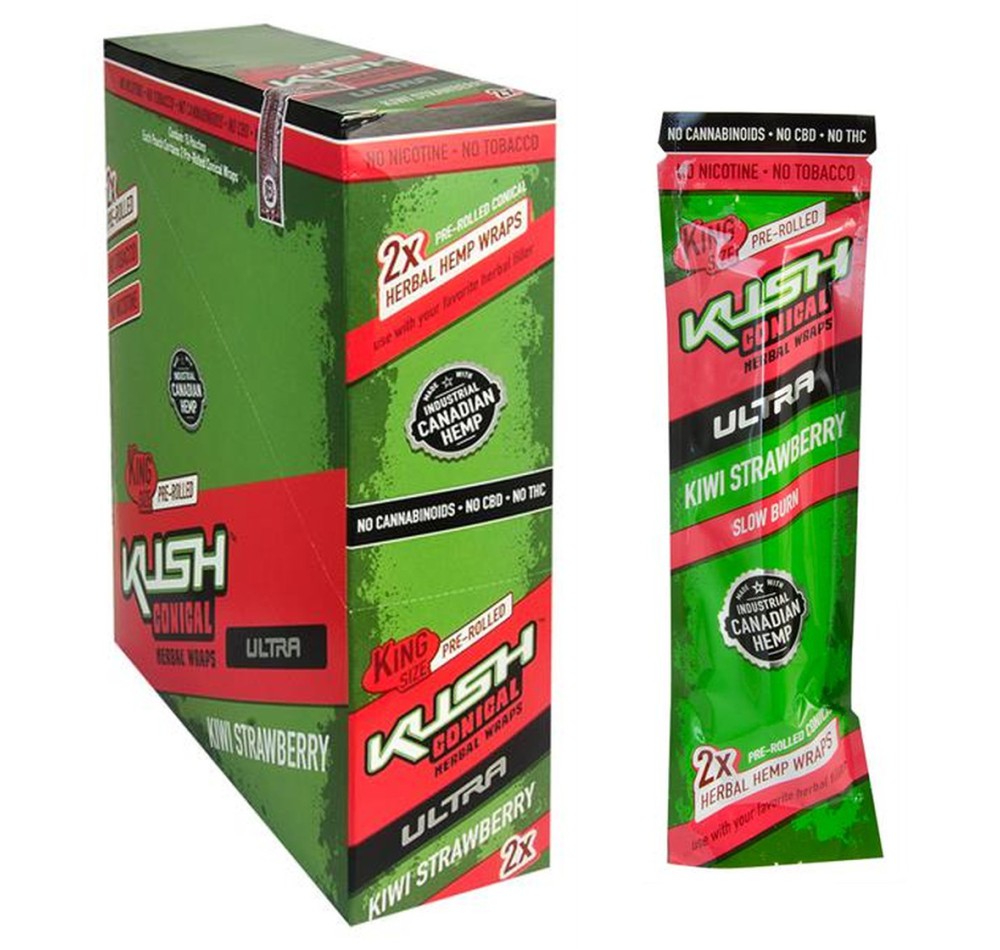 Kiwi Strawberry - Kush Ultra Conical Herbal Wraps King Size - Double Cones 15er Box
