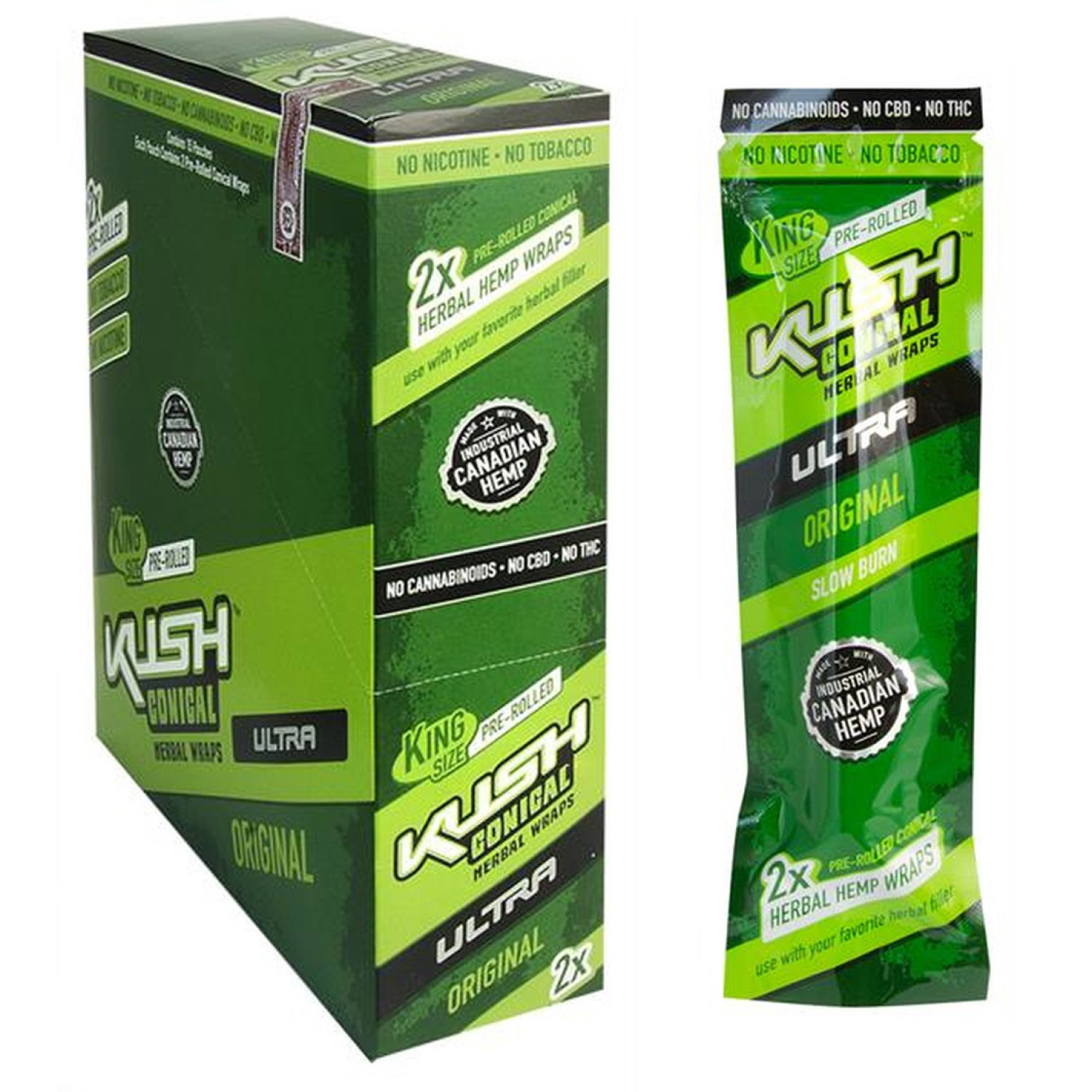 Original/Natur - Kush Ultra Conical Herbal Wraps King Size - Double Cones 15er Box