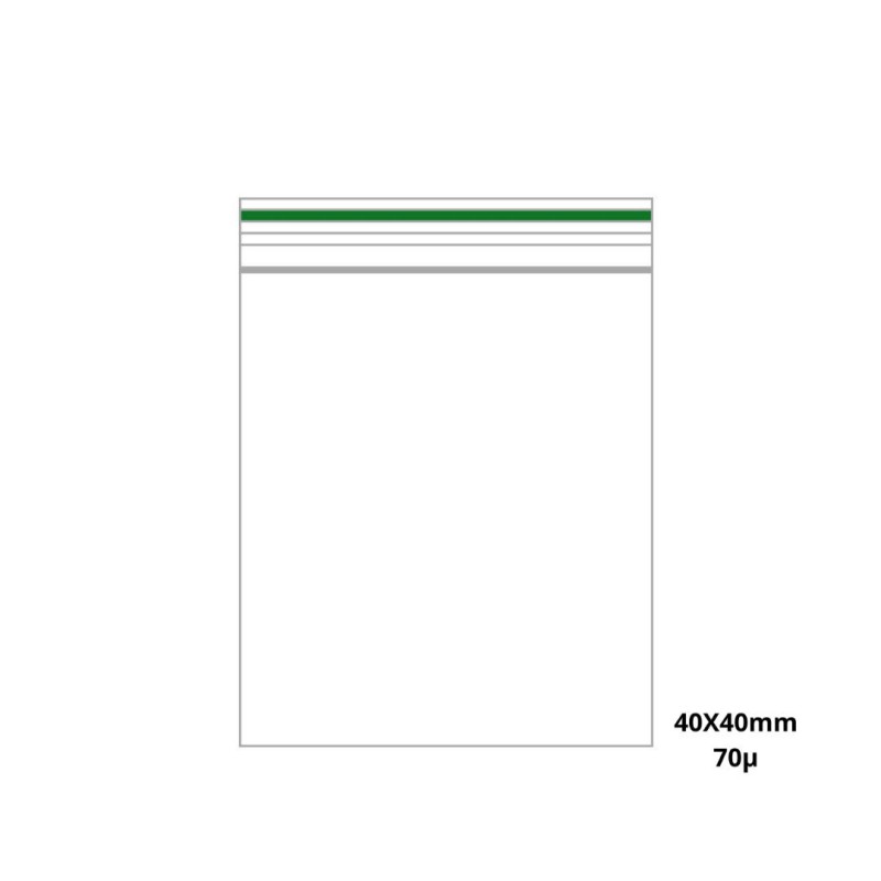 Tüte transparent Oberkante Linien Farbe grün 40x40 mm 1000er Box Stärke 70mµ