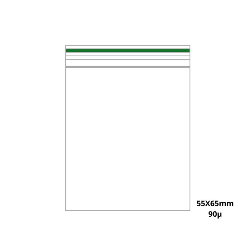 Tüte Transparent  Oberkante Linien Farbe Grün 55x65 mm 1000er Box Stärke 90mµ