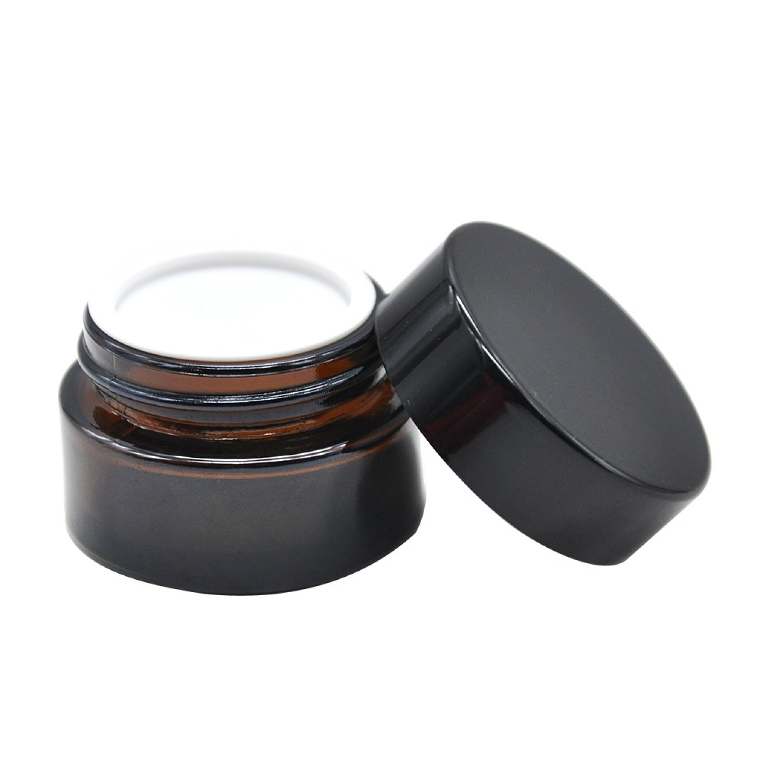 Glas Storage Jar mit Braun Glas & Schwarz Deckel | Large, Größe: 45 × 33 mm, Weight: 55g, Capacity: 20ml