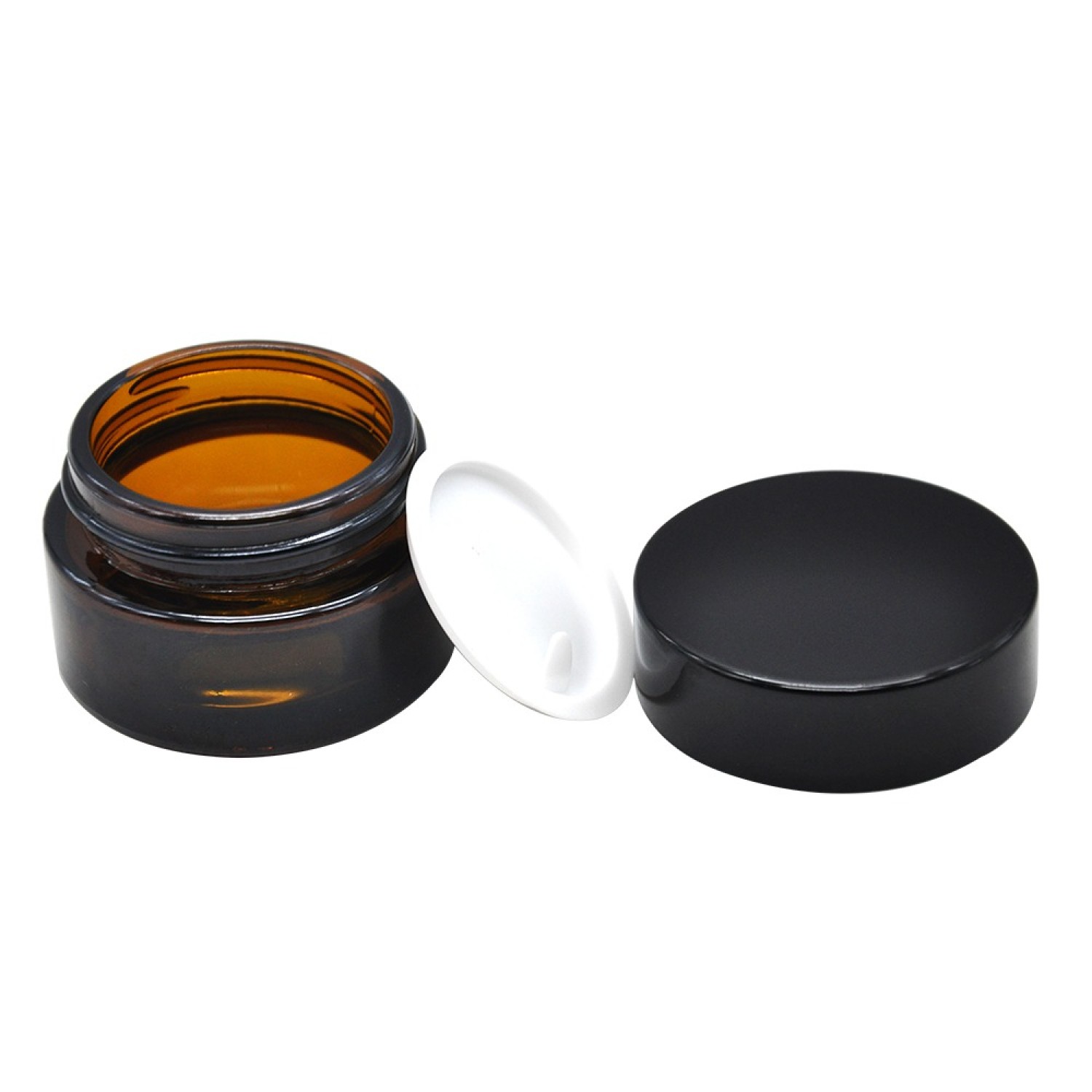 Glas Storage Jar mit Braun Glas & Schwarz Deckel | Large, Größe: 45 × 33 mm, Weight: 55g, Capacity: 20ml
