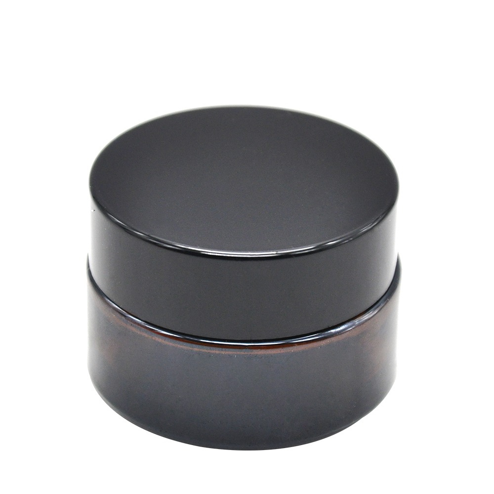 Glas Storage Jar mit Braun Glas & Schwarz Deckel | Large, Größe: 45 × 33 mm, Weight: 55g, Capacity: 20ml