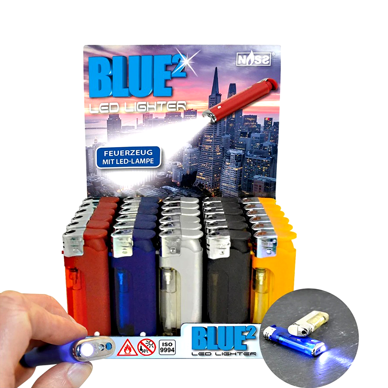 Feuerzeug Blue² Rainbow, 30er Display