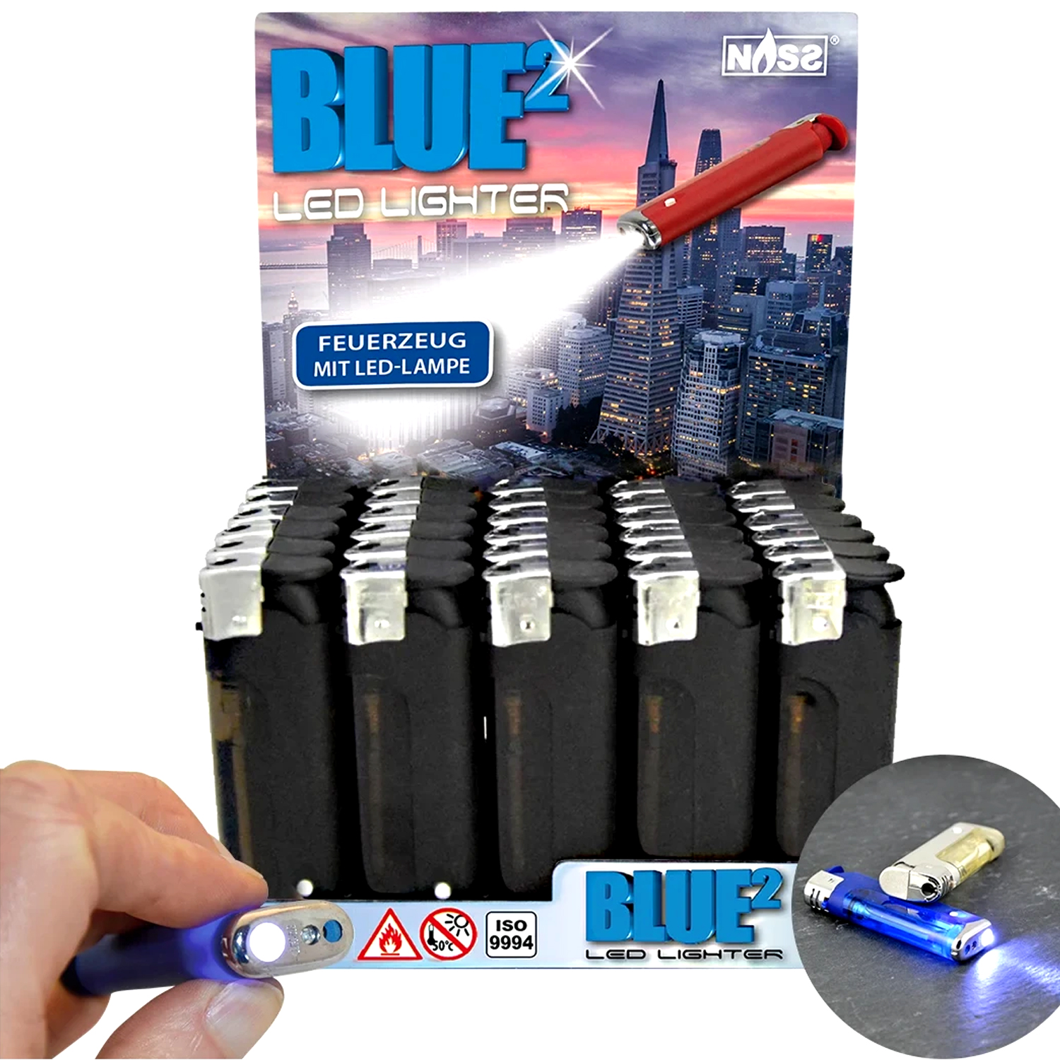 Feuerzeug Blue² Black Edition, 30er Display