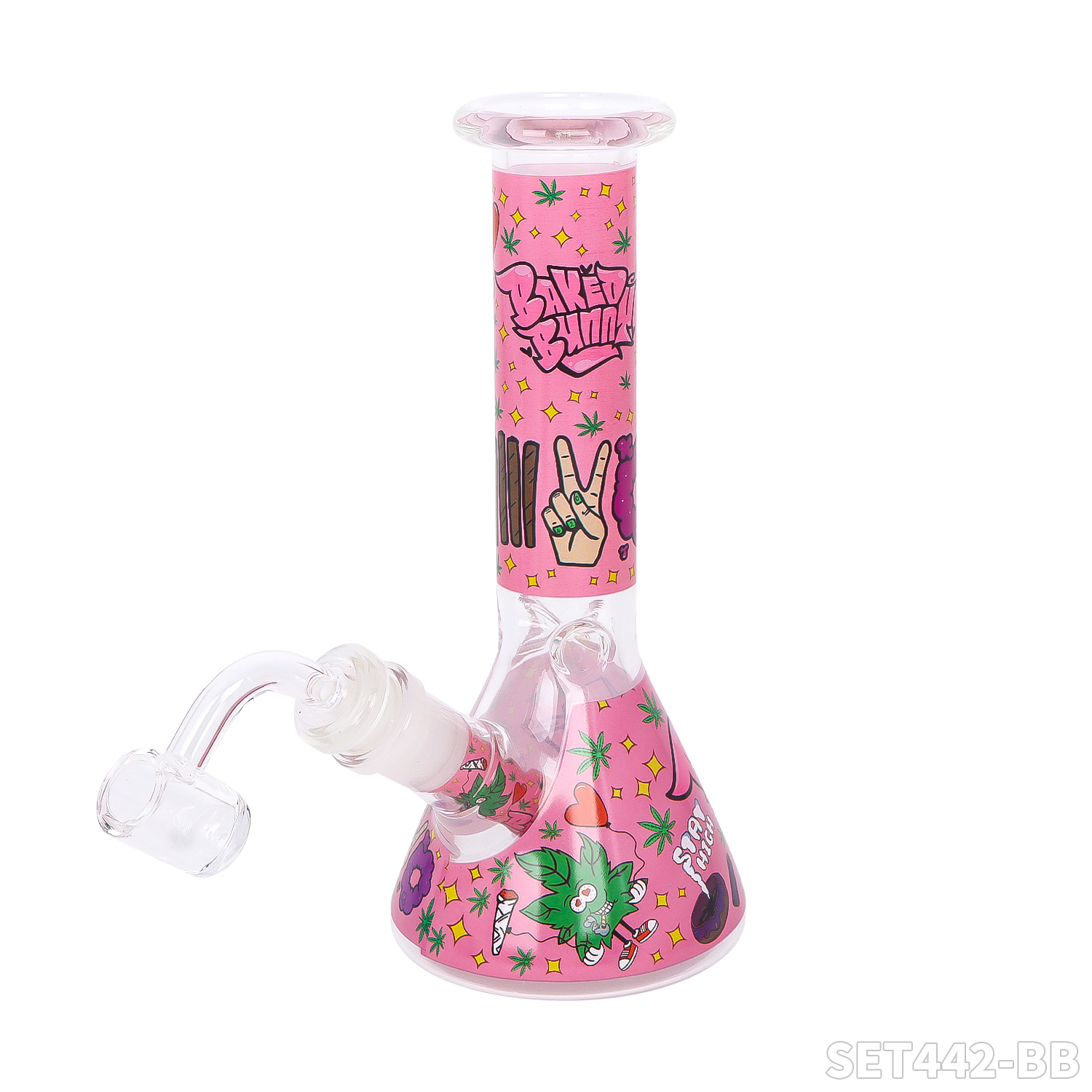  Bong Set – Bong + Rolltablett + Grinder + Glasgefäß + Aschenbecher aus Glas + Bürste + Löffel