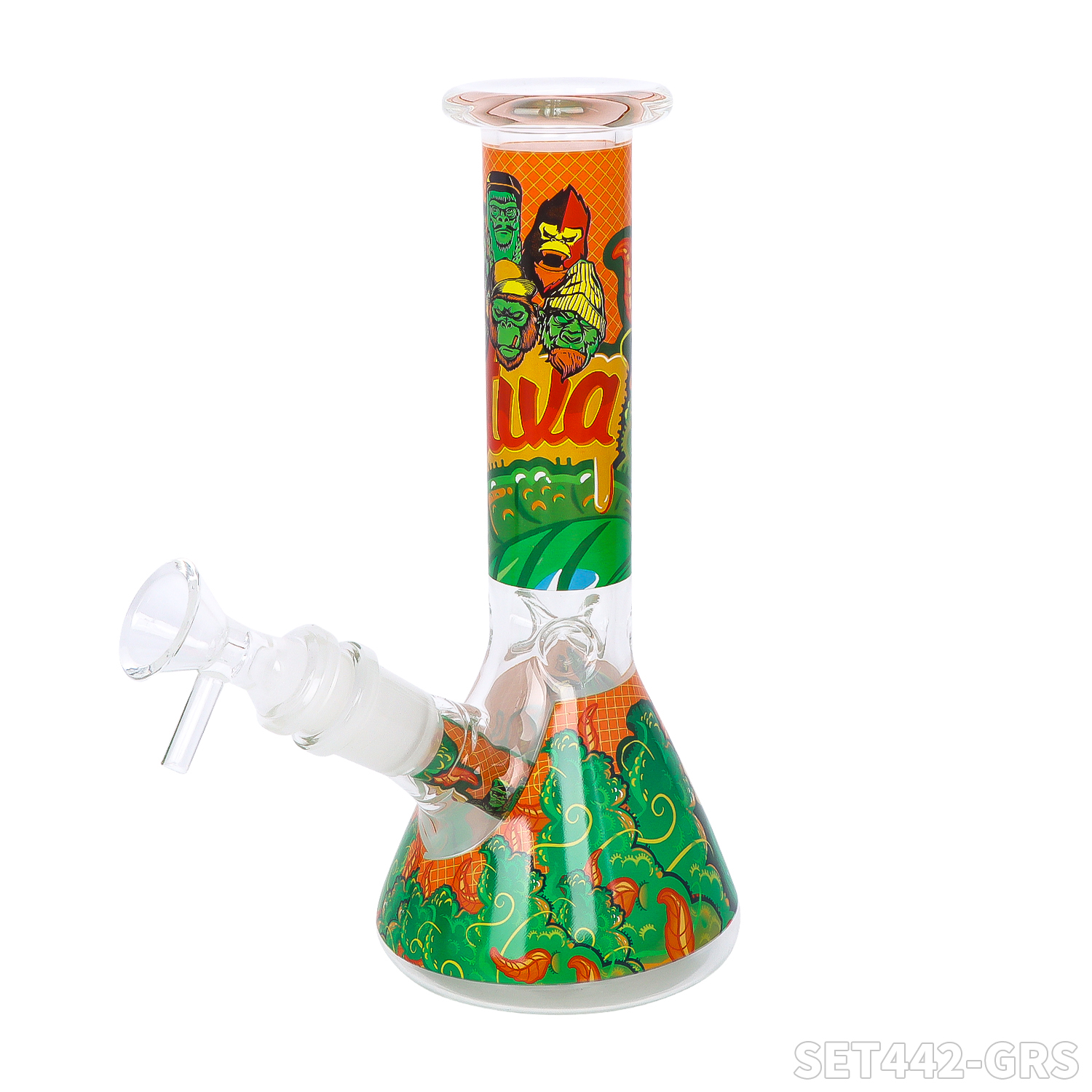 Gorilla Bong Set – Bong + Rolltablett + Grinder + Glasgefäß + Aschenbecher aus Glas + Bürste + Löffel