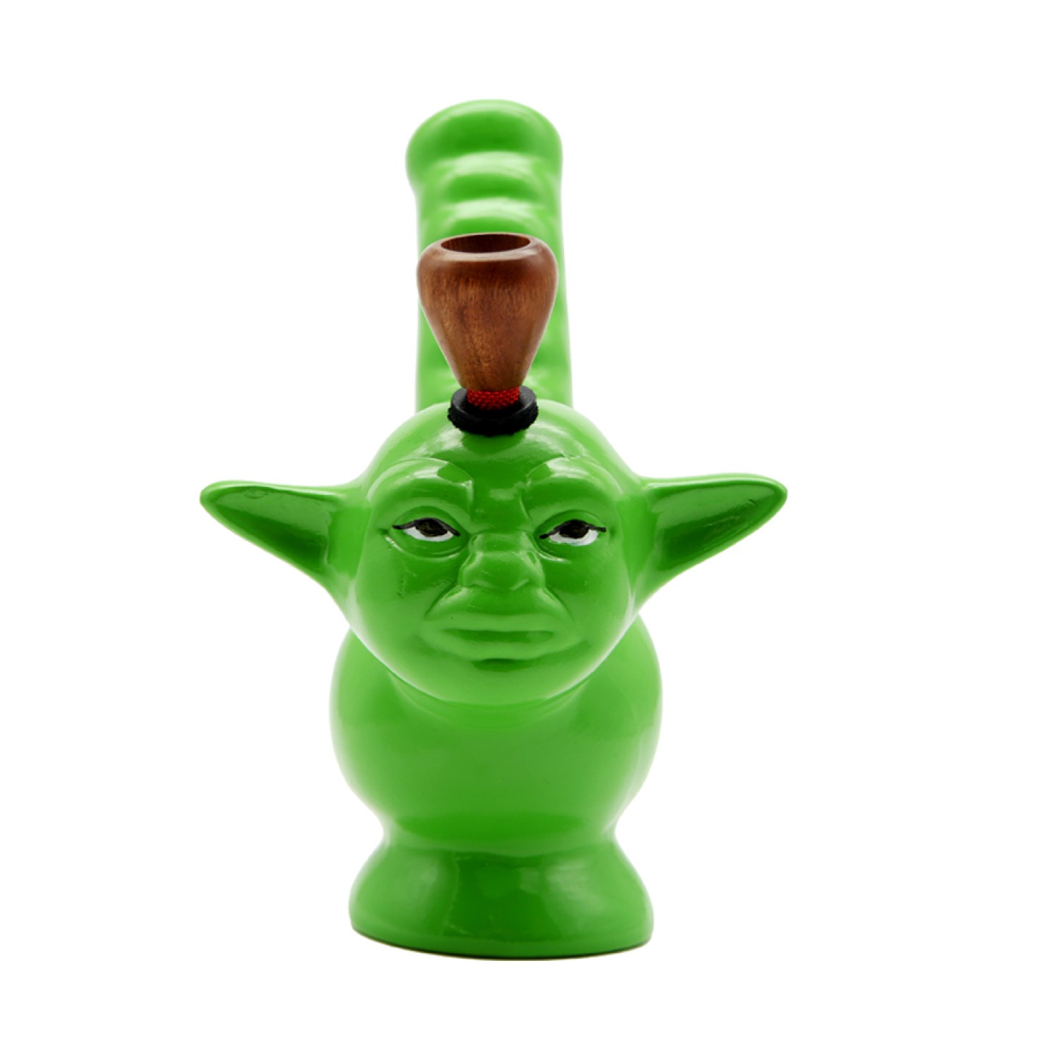Keramik Bong Yoda Form mit Holzkopf, ca. Ø: 80mm, Hoch: 22cm