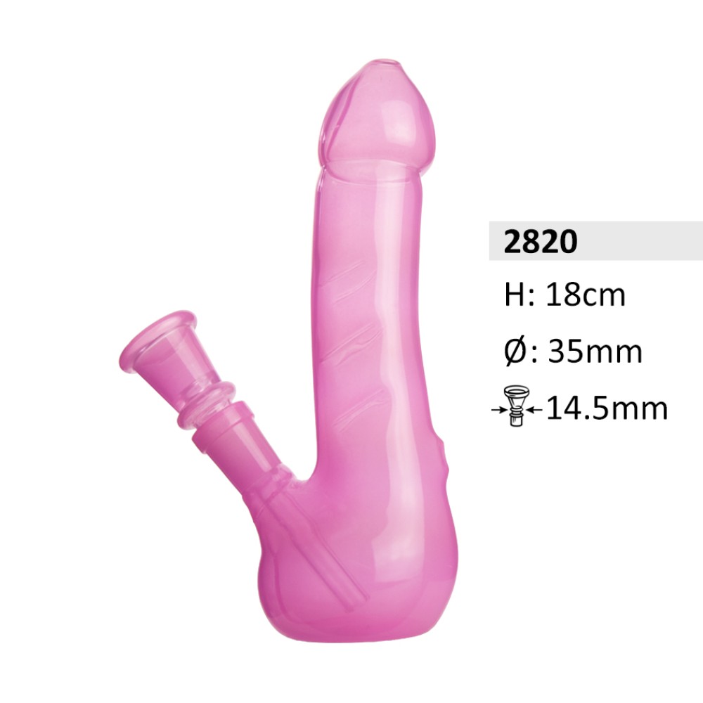 Glasbong mit Penisbong Rosa | Höhe: 18 cm, Ø: 35mm, Schliff: 14,5 mm