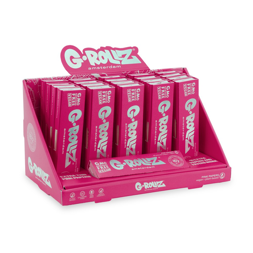 G-Rollz | Lightly Dyed Pink – 50 KS Slim Papers + Tips