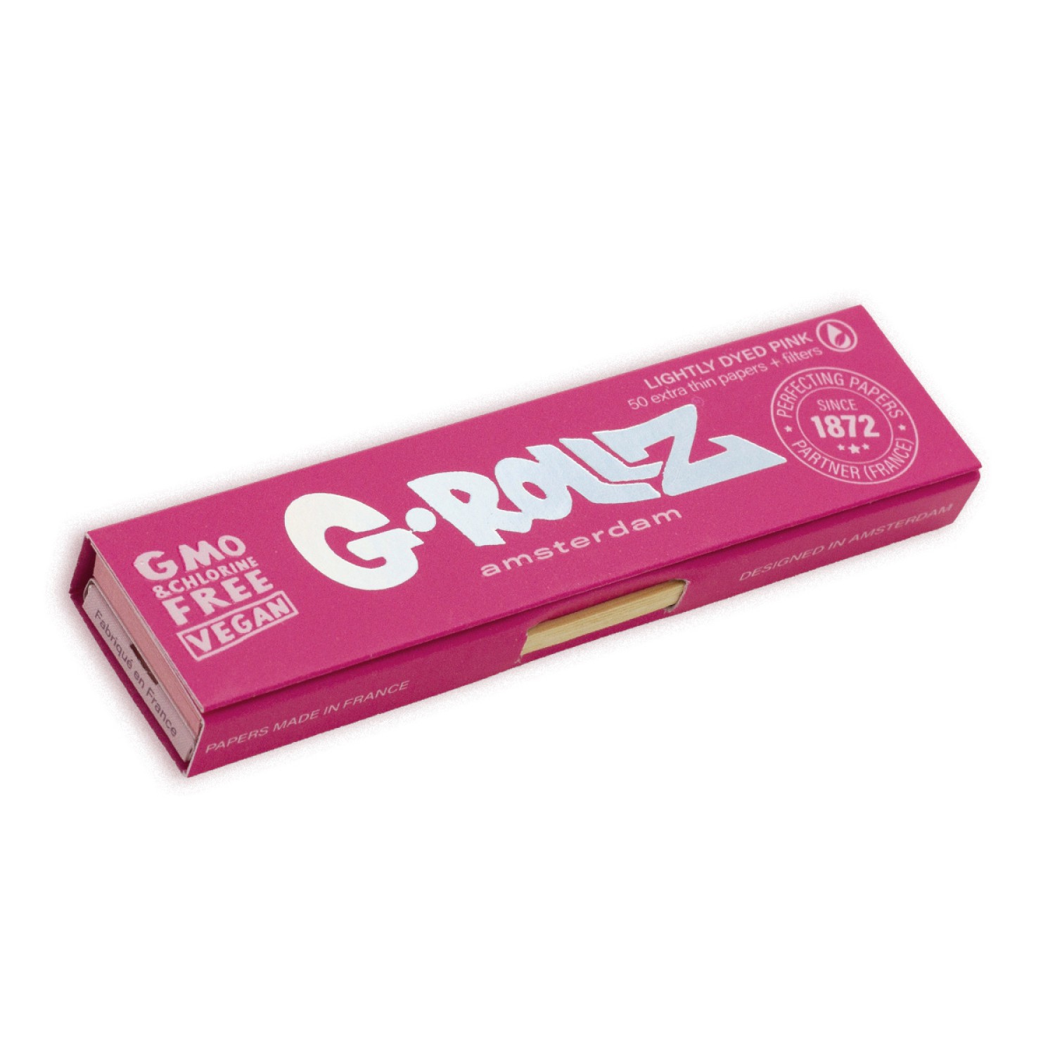 G-Rollz | Lightly Dyed Pink – 50 KS Slim Papers + Tips