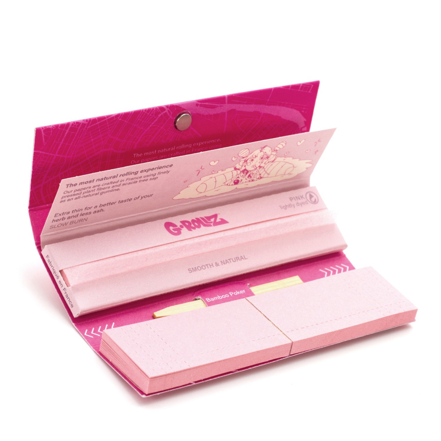 G-Rollz | Lightly Dyed Pink – 50 KS Slim Papers + Tips