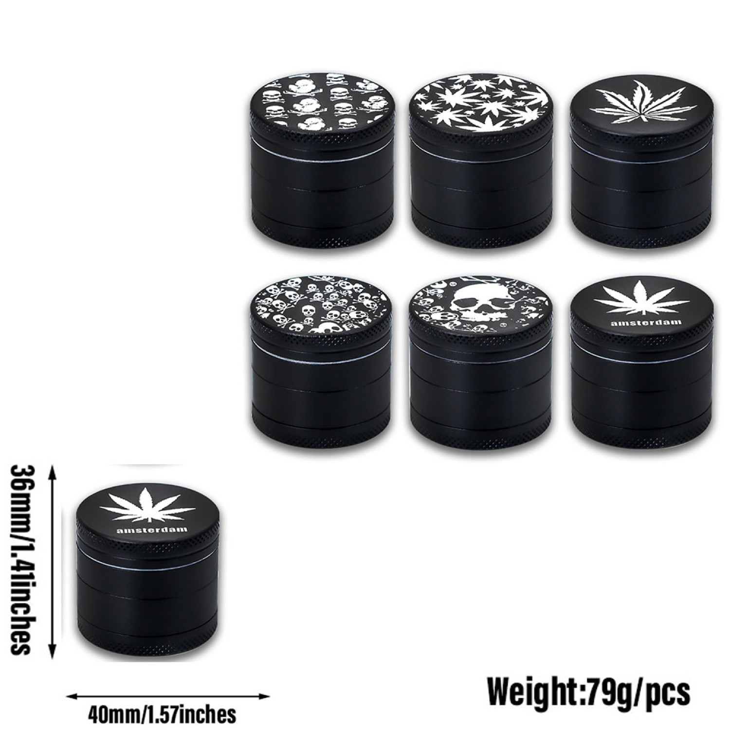 Metal Grinder "GLOW IN DARK" (⌀40 mm / 4-teilers) VE-12