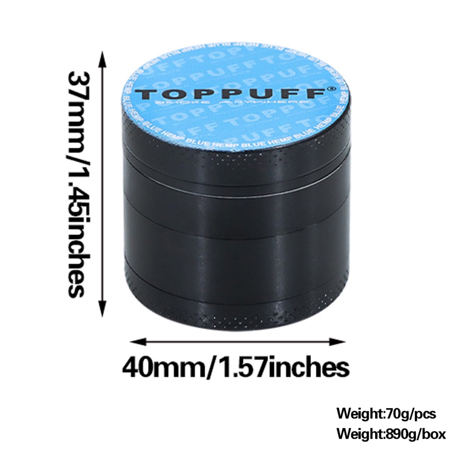 Metal Grinder "TOPPUFF" (⌀40 mm / 4-teilers) VE-12