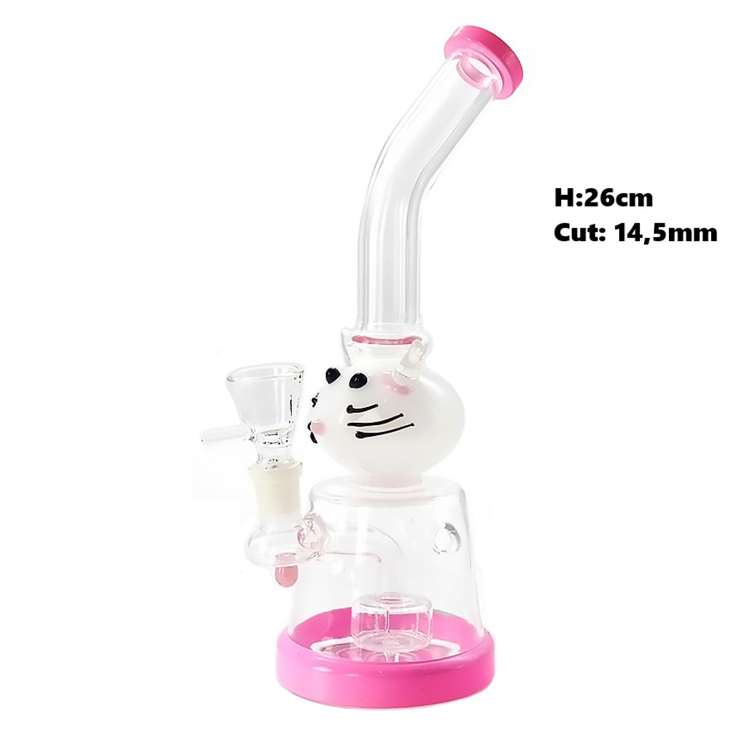 Glass Bong | Pink Cat | H:26cm Cut: 14,5mm