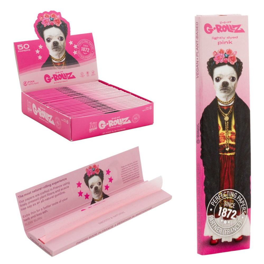 G-Rollz | Pets Rock 'Mexico' - Lightly Dyed Pink - 50 KS Slim Papers