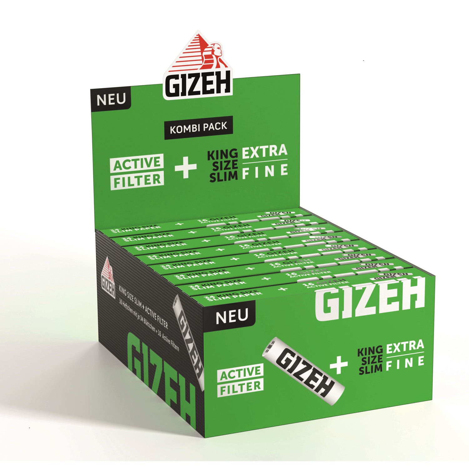 GIZEH Black King Size Slim + Aktivfilter | Kombi Pack