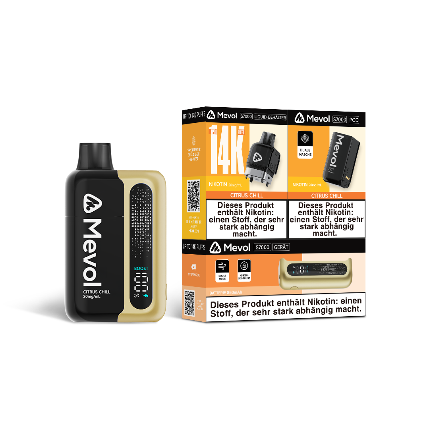 Mevol 14K "Citrus Chill" Batterie + POD Set