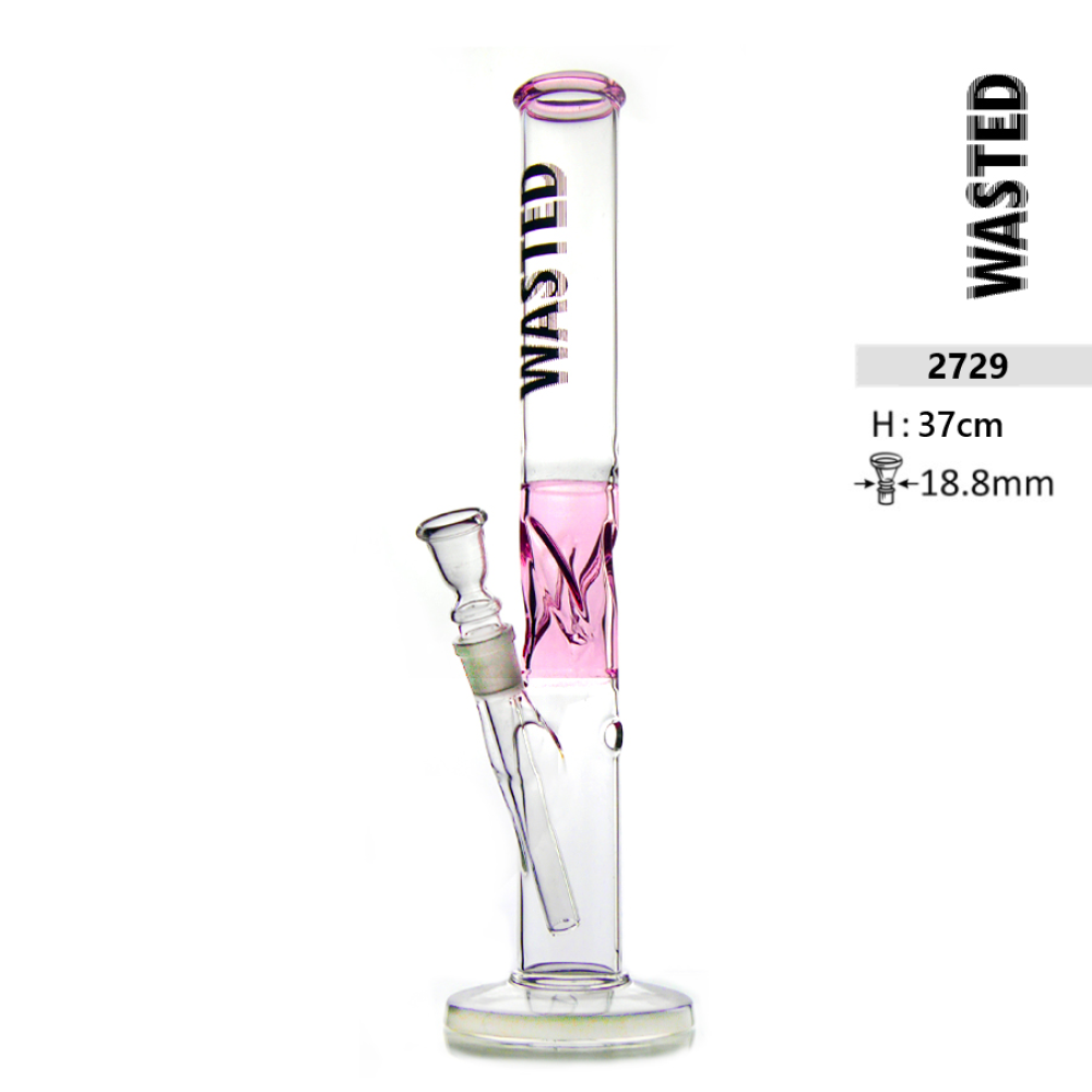  Glasbong Wasted | H: 37cm, Schliff: 18,8mm mit pinkem Eis