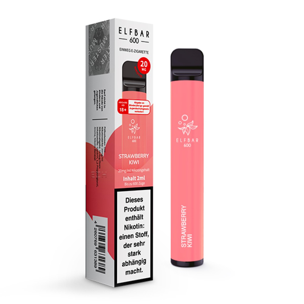 ELFBAR 600 Zuge  Strawberry Kiwi  2% Nicotin mit Steuerbandrolle