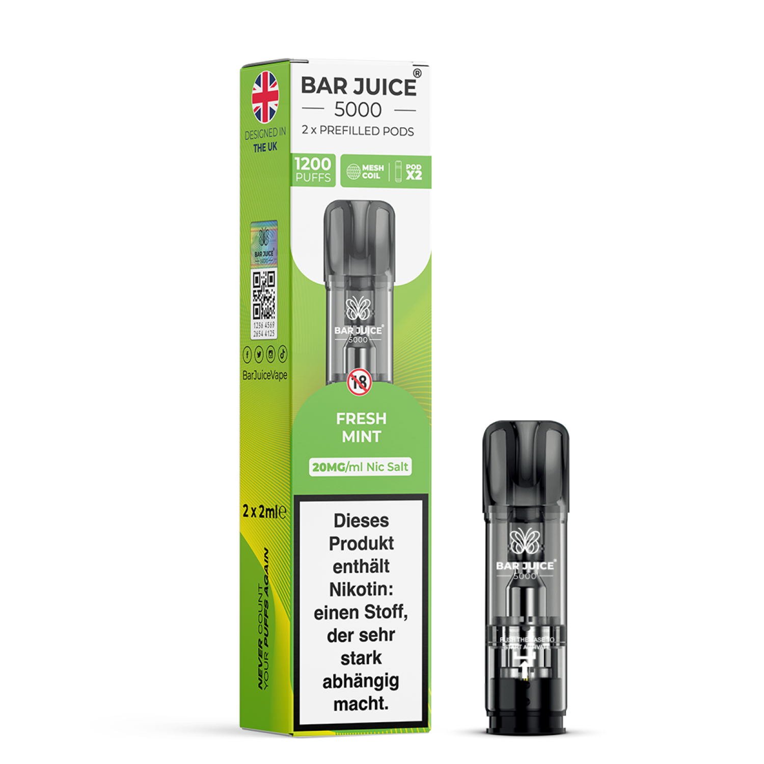 Bar Juice Prefilled Pod | Fresh Mint | 2x2ml