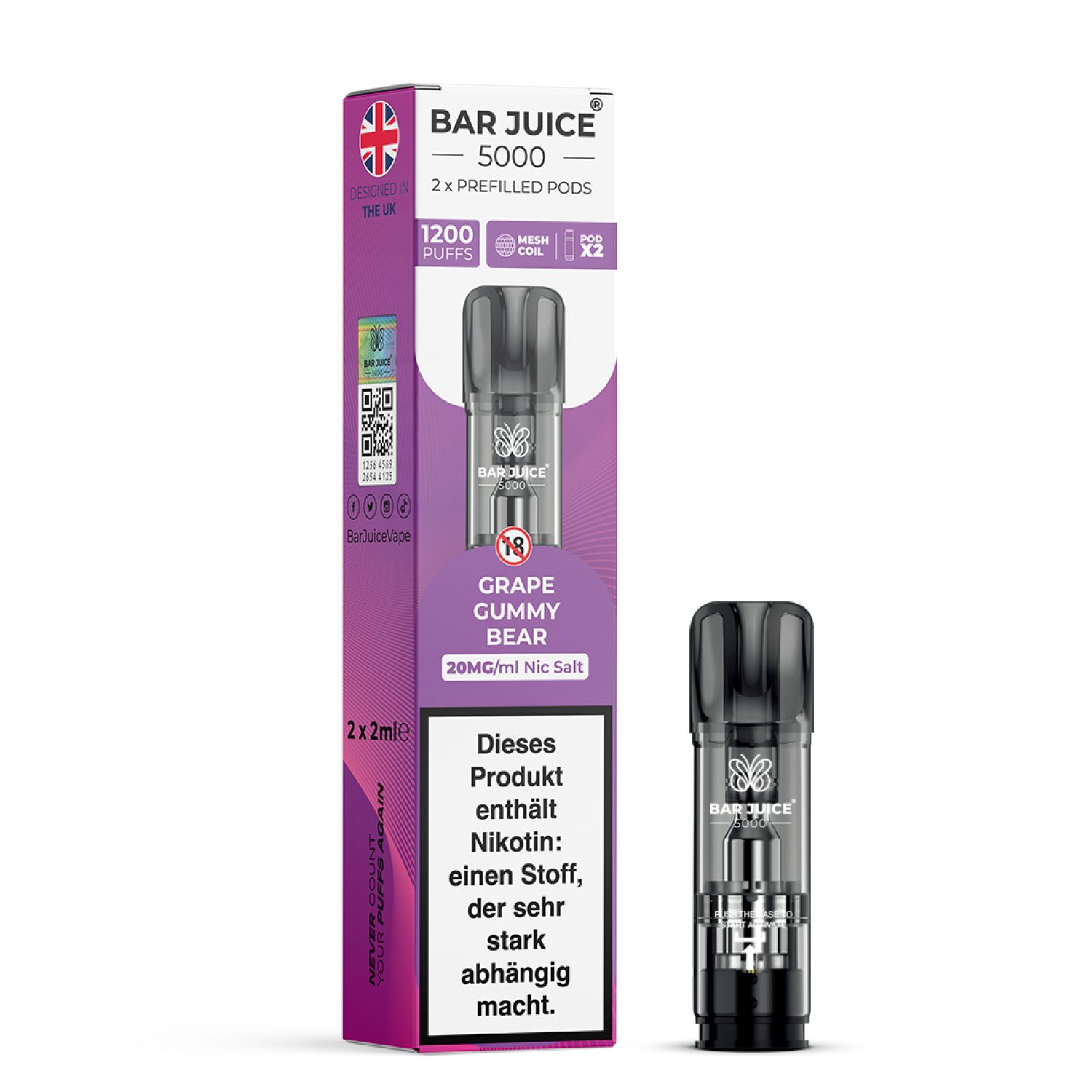 Bar Juice Prefilled Pod | Grape Gummy Bear | 2x2ml