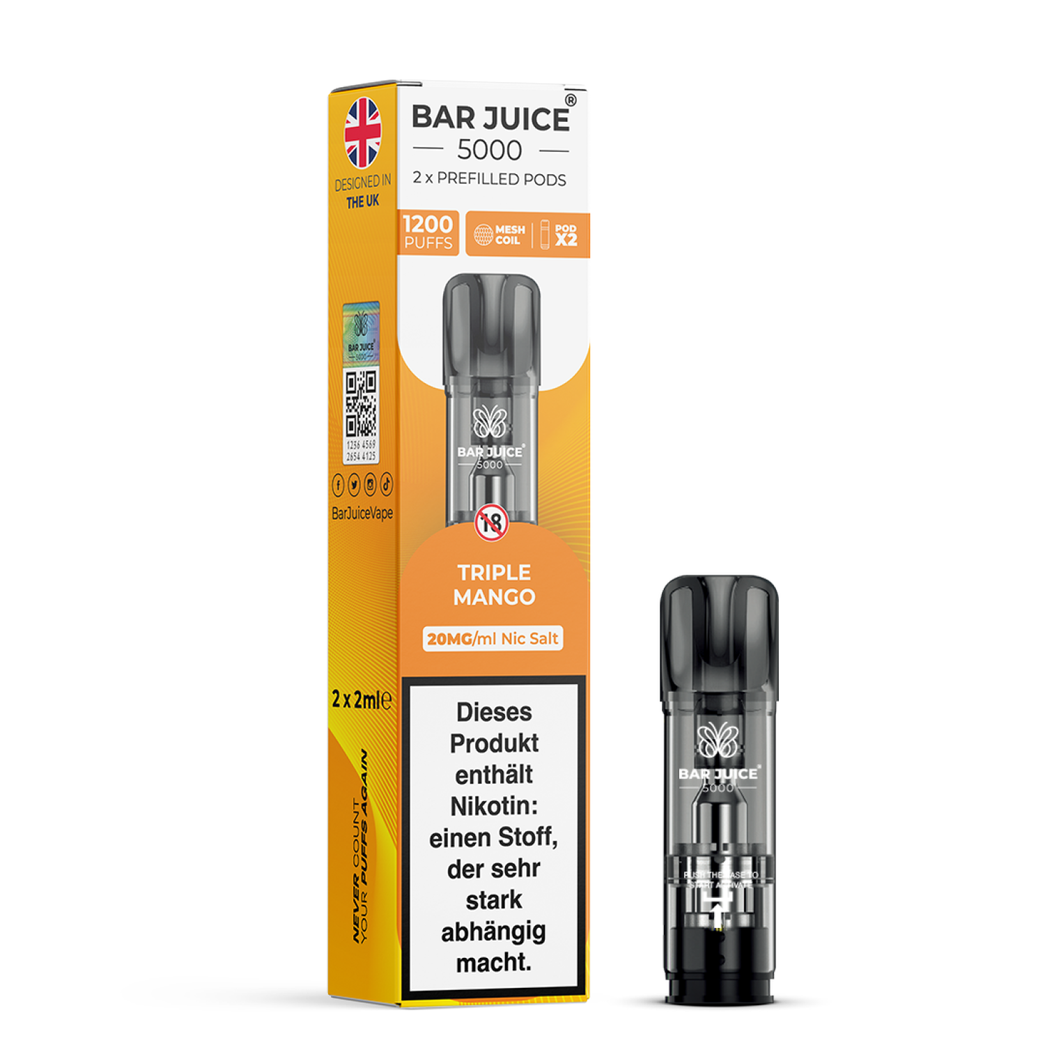 Bar Juice Prefilled Pod | Triple Mango | 2x2ml