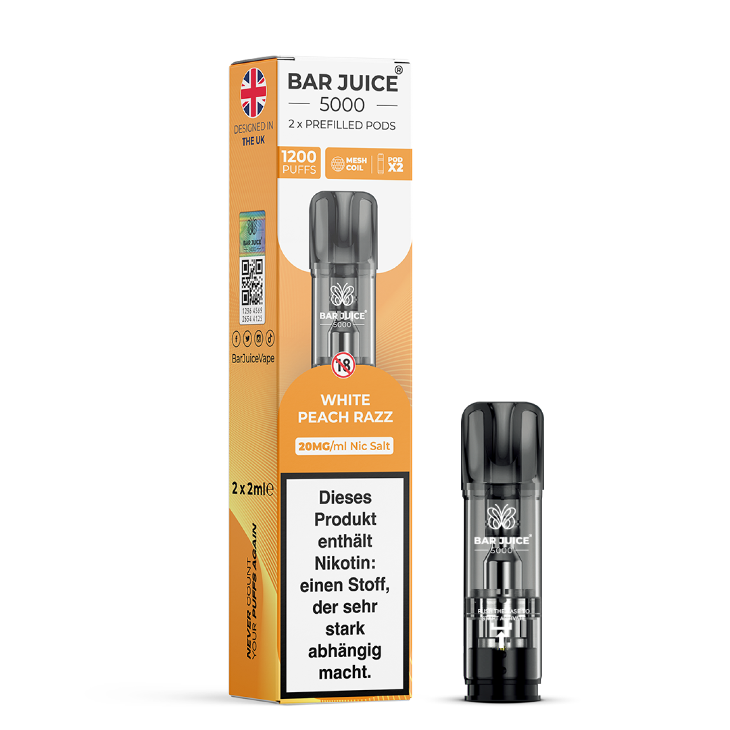 Bar Juice Prefilled Pod | White Peach Razz | 2x2ml