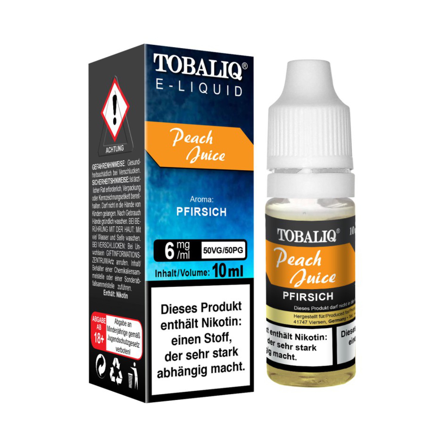 E-Liquid-6mg Nikotin 10ml. Peach Juice