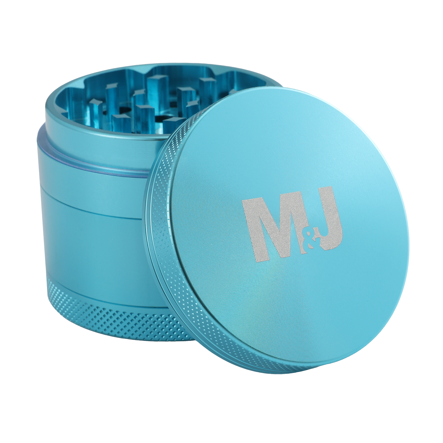 Mari & Juan Aluminium Grinder Blau (ca. ⌀ 50x43mm / 4-teilig)  + 32 Blättchen mit Tips 