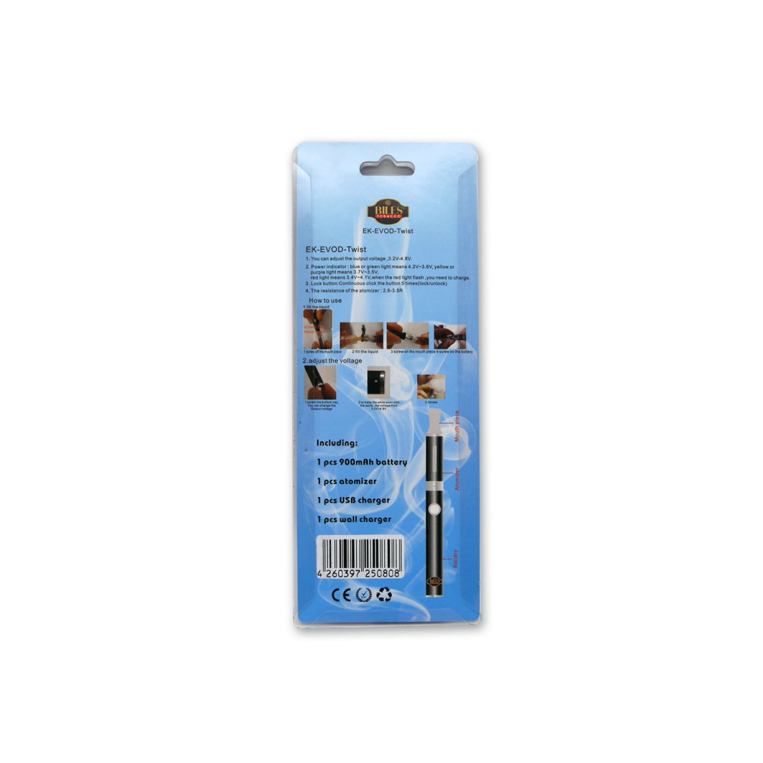 Biles - E-Zigarette - Blau - Elektronische Zigarette - inkl. Akku und Ladegerät