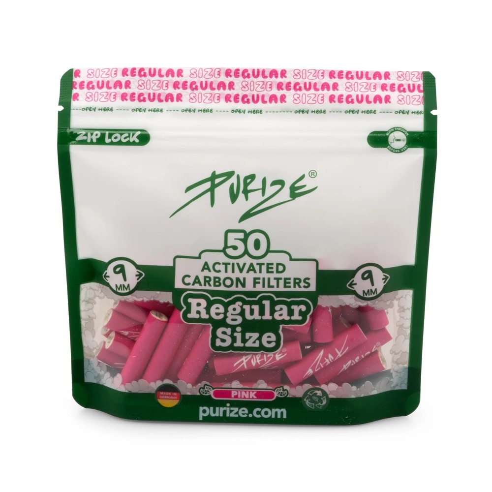 Purize Aktivkohlefilter Regular | Pink ø 9mm 50 Stück