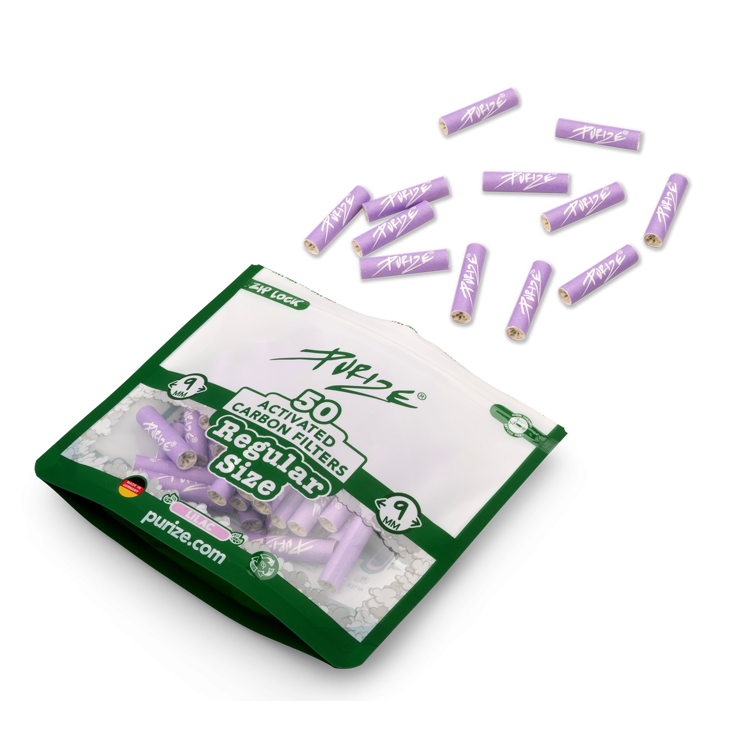 Purize Aktivkohlefilter Regular | Lilac ø 9mm 50 Stück