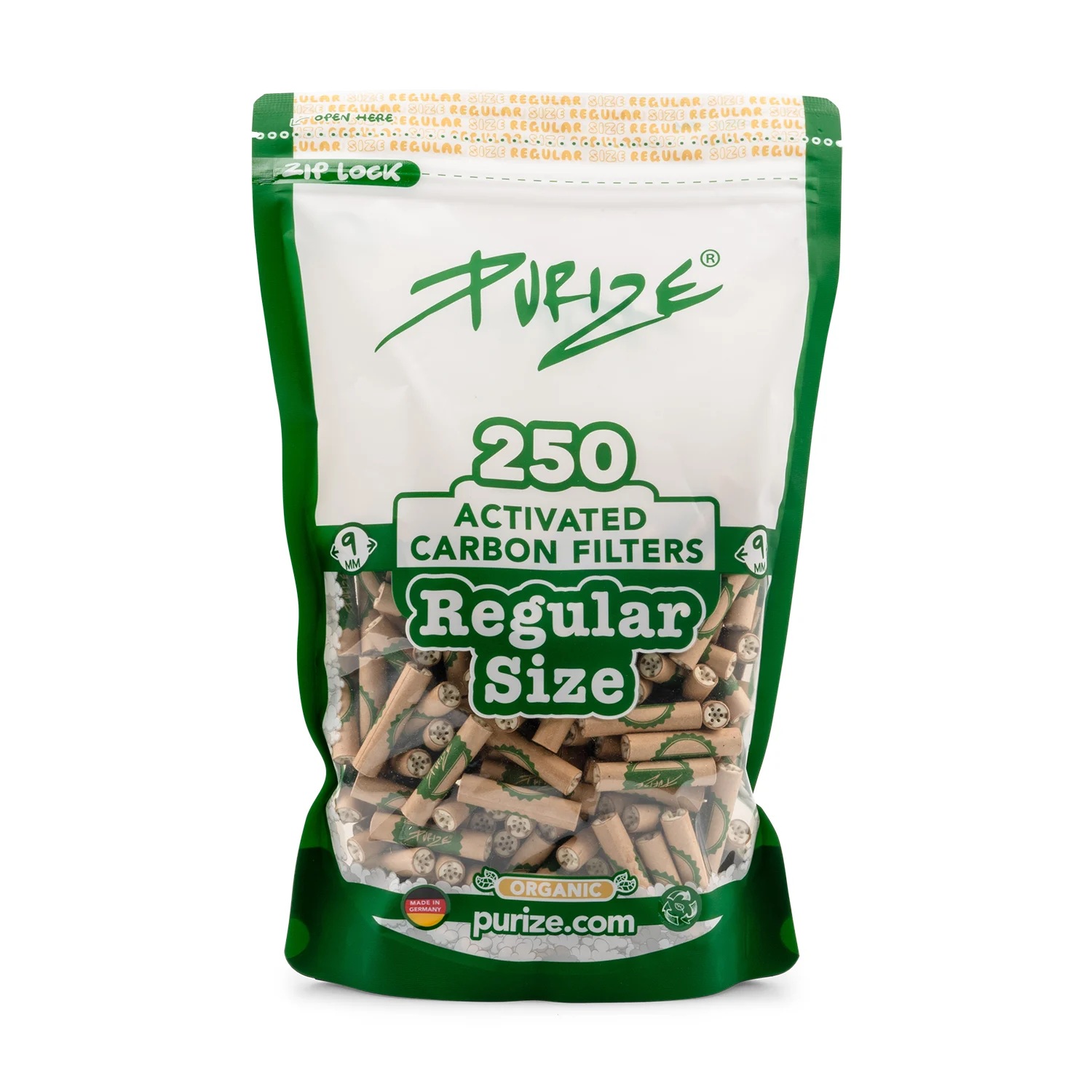 Purize Aktivkohlefilter Regular | Organic ø 9mm 250 Stück