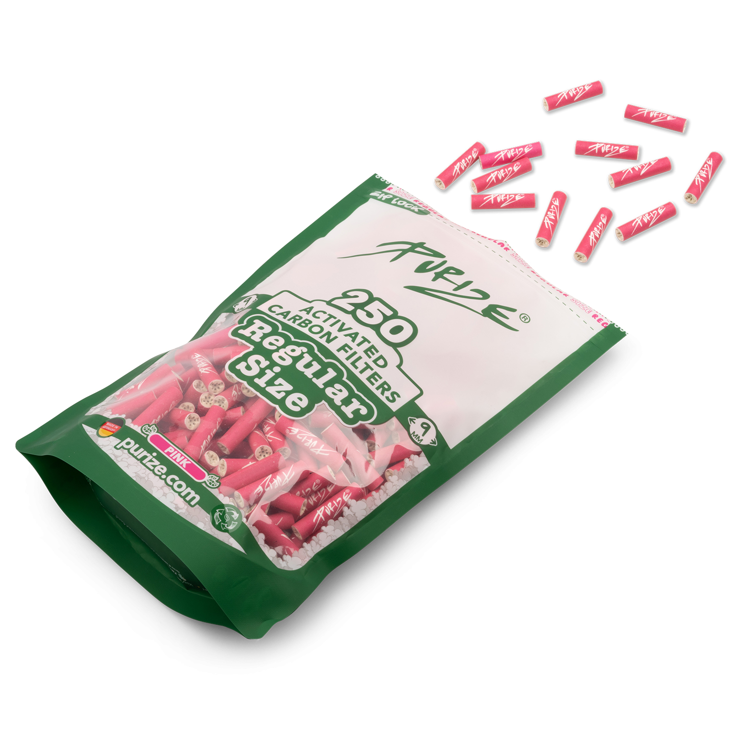 Purize Aktivkohlefilter Regular | Pink ø 9mm 250 Stück