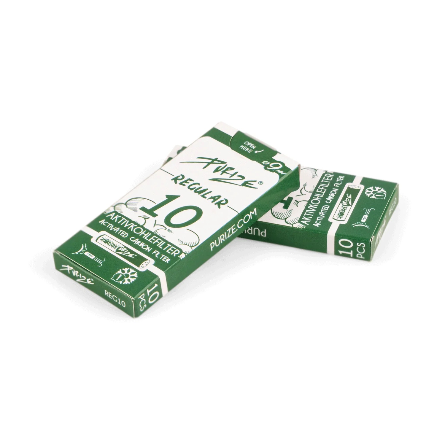 Purize Aktivkohlefilter Regular | Weiß ø 9mm, 20 Boxen - 10 Stück/Box