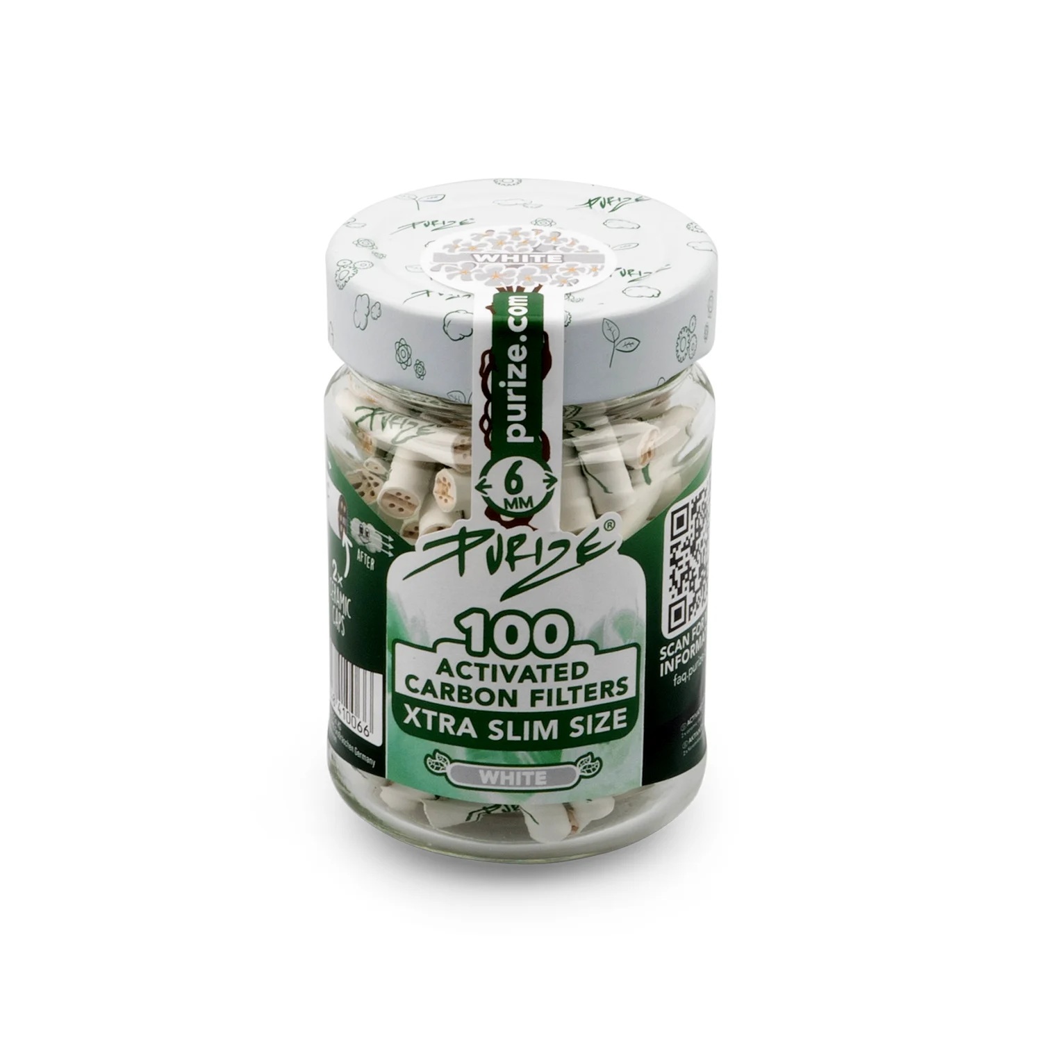Purize Aktivkohlefilter | Xtra slim White ø 6 mm 100er