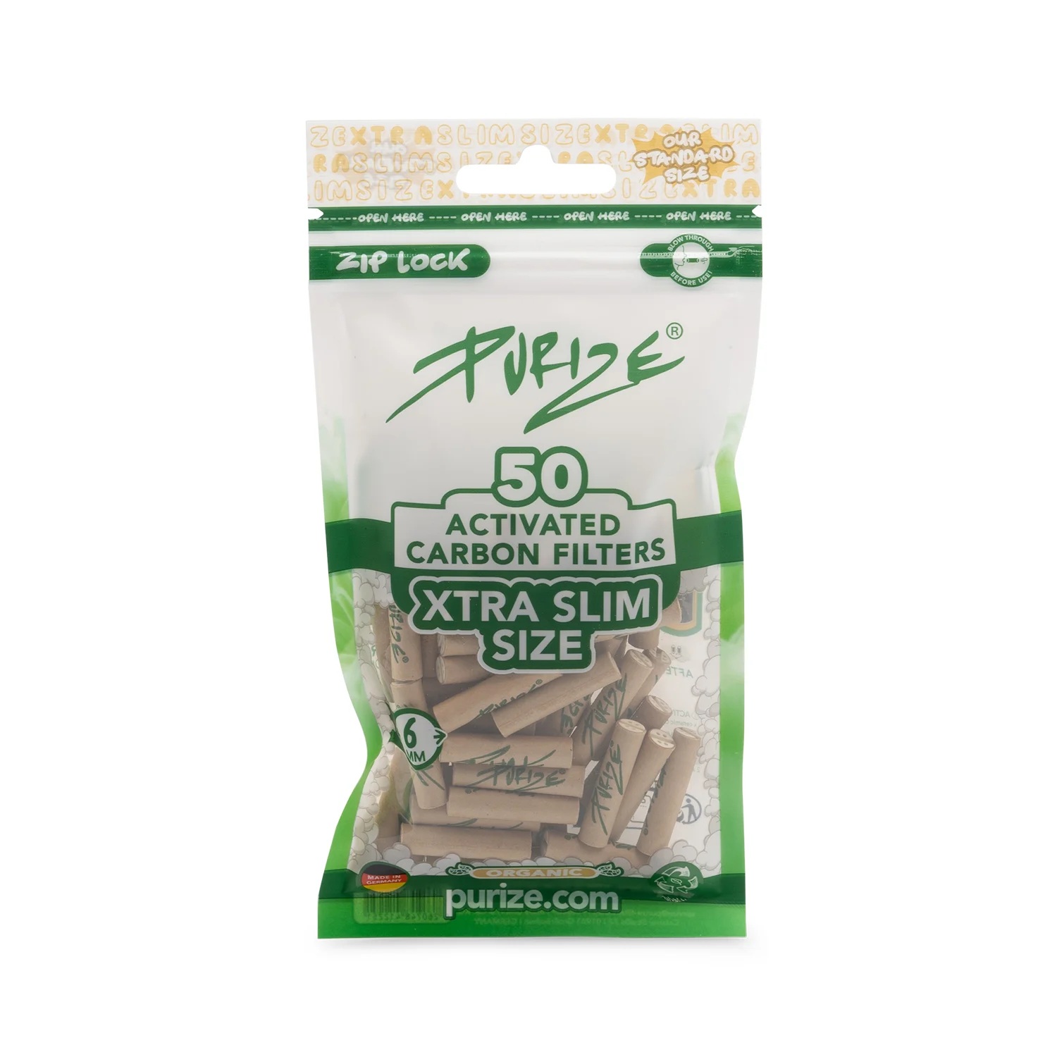 Purize Aktivkohlefilter Xtra Slim | Organic ø 6mm 50 Stück