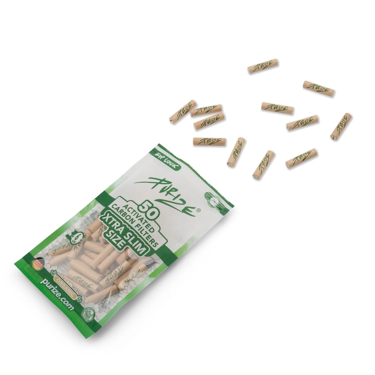 Purize Aktivkohlefilter Xtra Slim | Organic ø 6mm 50 Stück