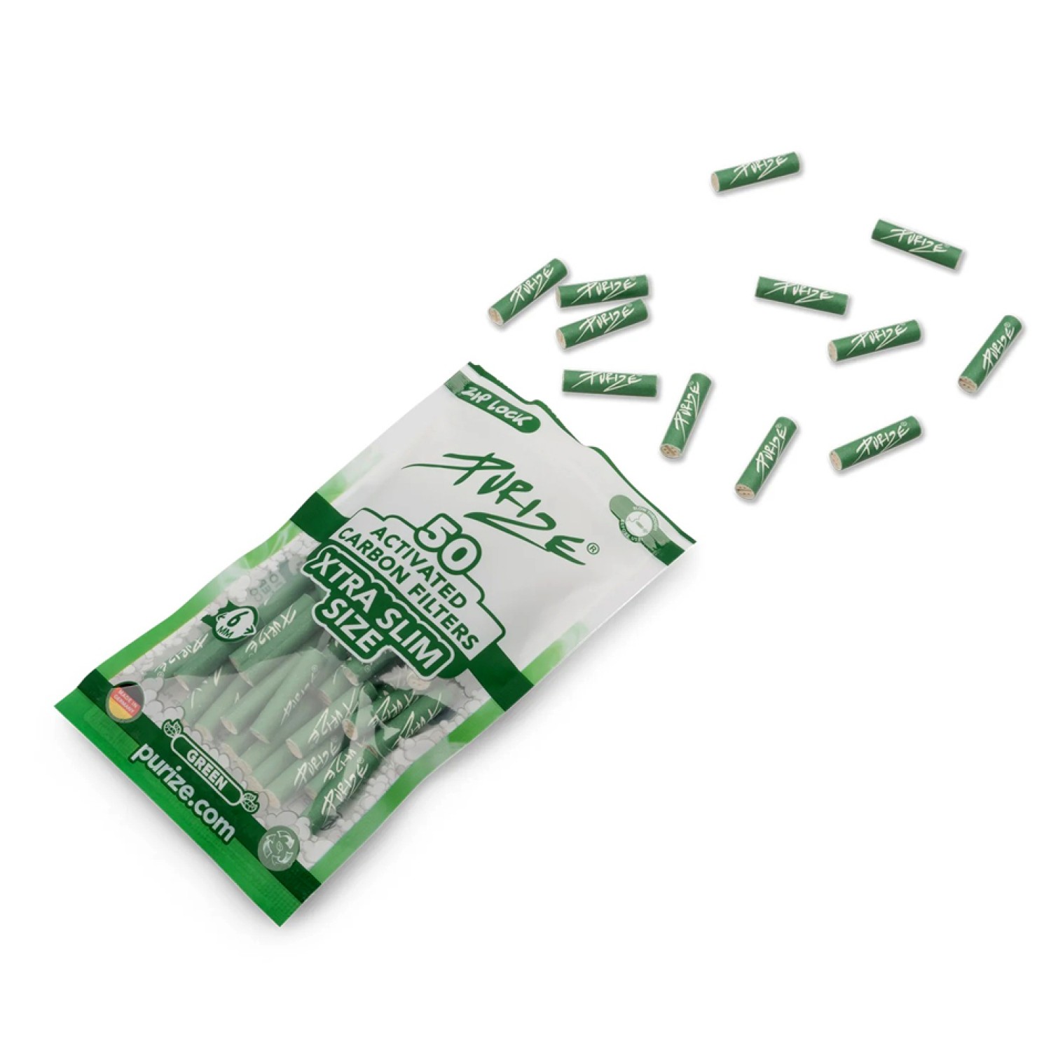 Purize Aktivkohlefilter Xtra Slim | Grün ø 6mm 50 Stück Purize Aktivkohlefilter Xtra Slim | Grün ø 6mm 50 Stück