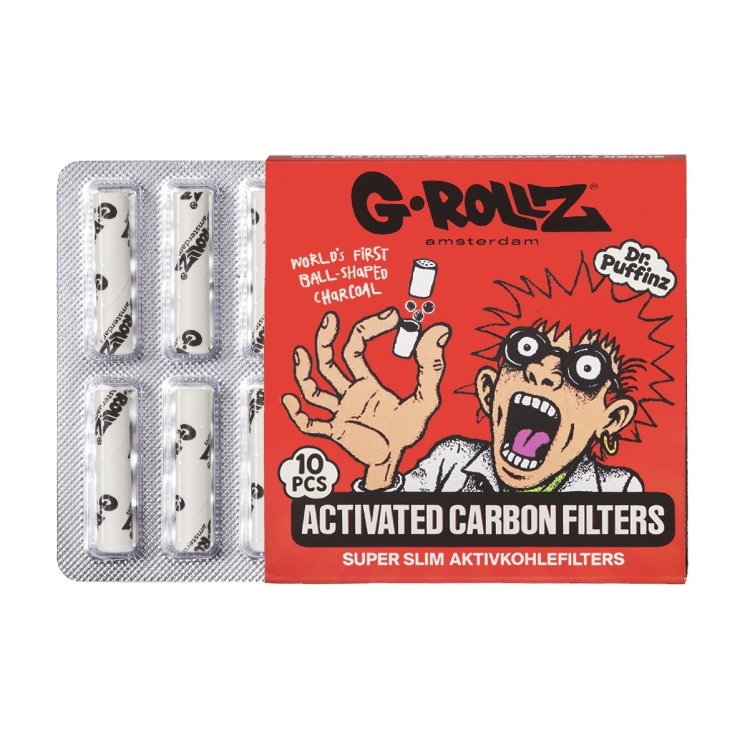 G-Rollz | Activated Carbon Filters - Ø6mm Weiß - 10 Tips per Pack G-Rollz | Activated Carbon Filters - Ø6mm Weiß - 10 Tips per Pack