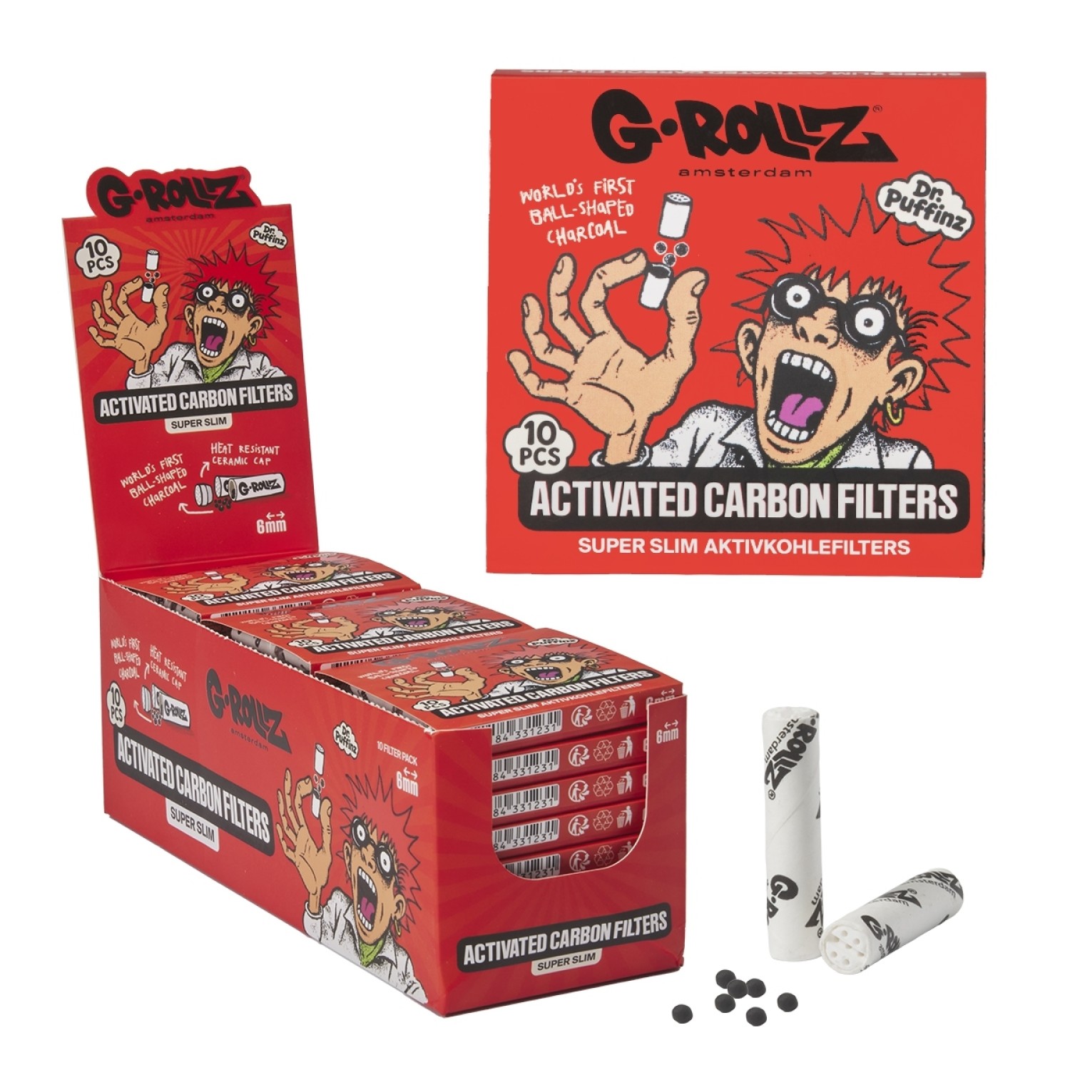G-Rollz | Activated Carbon Filters - Ø6mm Weiß - 10 Tips per Pack G-Rollz | Activated Carbon Filters - Ø6mm Weiß - 10 Tips per Pack