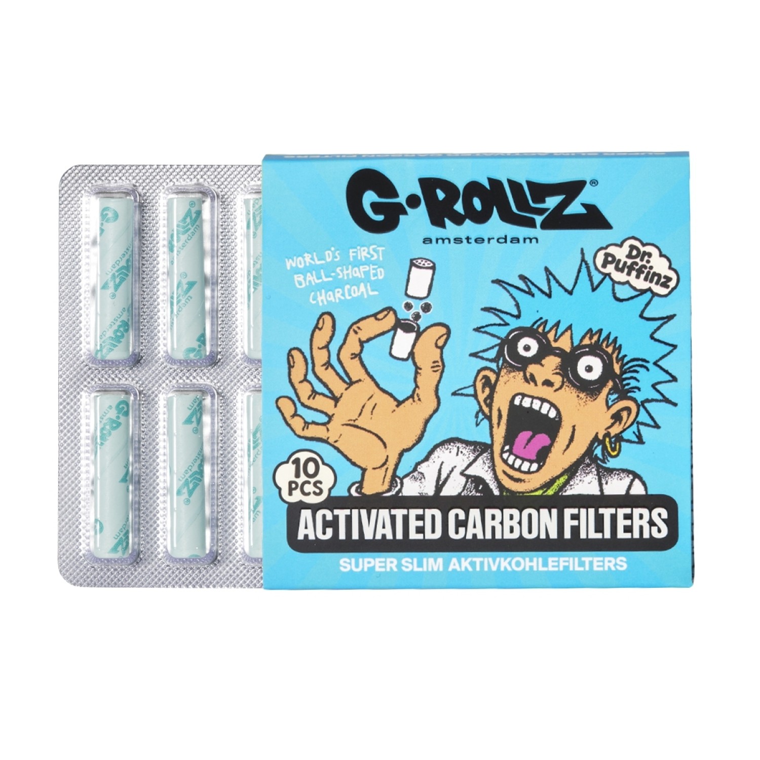 G-Rollz | Activated Carbon Filters - Ø6mm Blau - 10 Tips per Pack G-Rollz | Activated Carbon Filters - Ø6mm Blau - 10 Tips per Pack