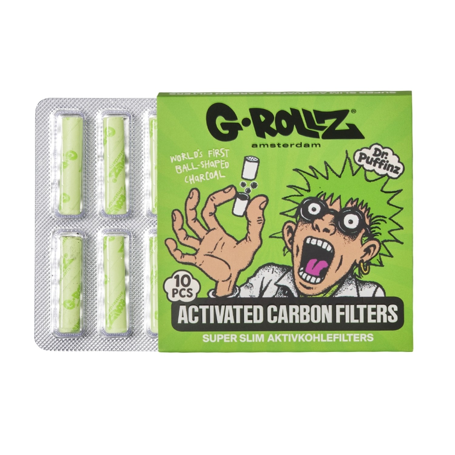 G-Rollz | Activated Carbon Filters - Ø6mm Grün - 10 Tips per Pack 