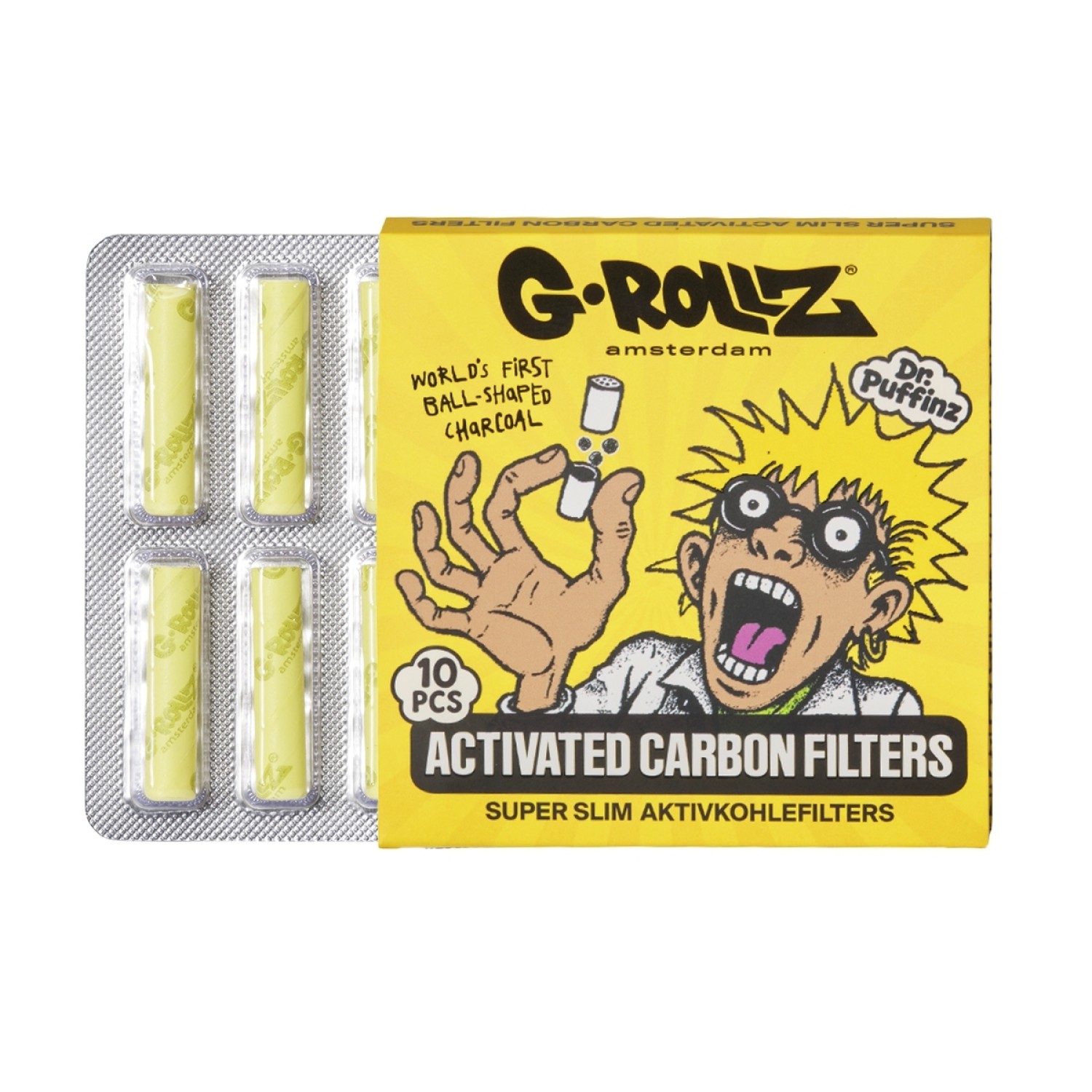 G-Rollz | Activated Carbon Filters - Ø6mm Gelb - 10 Tips per Pack G-Rollz | Activated Carbon Filters - Ø6mm Gelb - 10 Tips per Pack