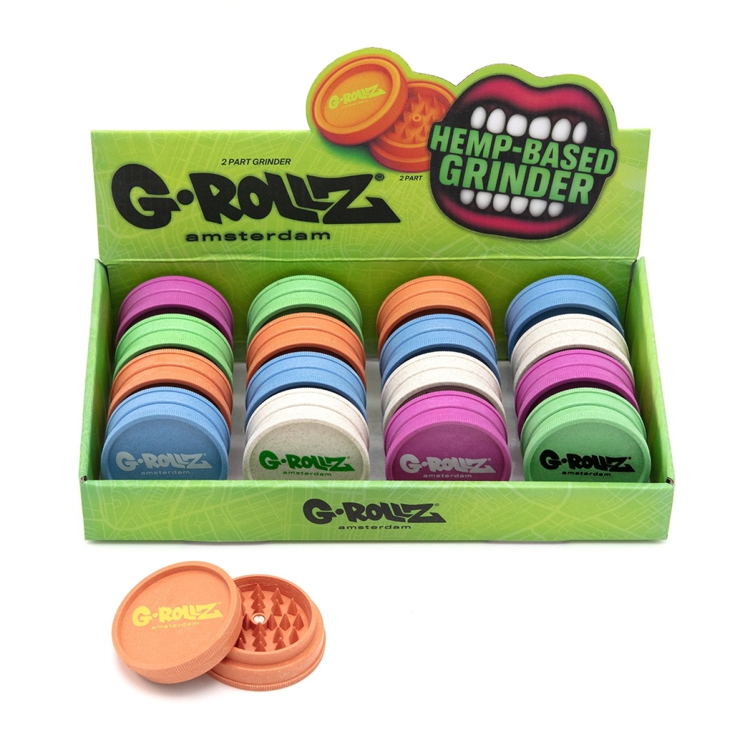 G-Rollz | Hanf-2-teiliger Grinder - Ø60mm, vers. Farben G-Rollz | Hanf-2-teiliger Grinder - Ø60mm, vers. Farben