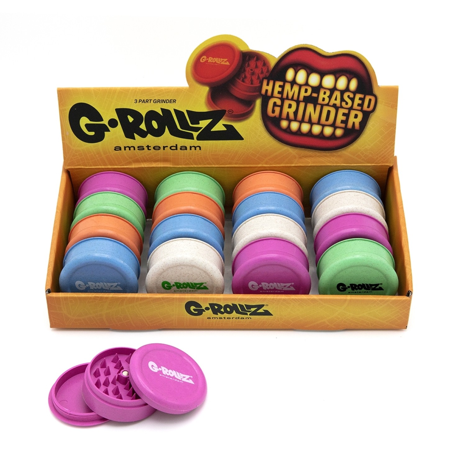 G-Rollz | Hanf-3-teiliger Grinder - Ø60mm, verschiedene Farben