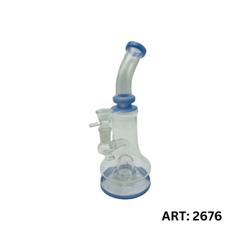 Gass.Bong  Farbe.Transp.+Baby Blau.  Mit Pelculculater Hoch-24,5cm.mit 2 Ring. kopf mit Henkel.