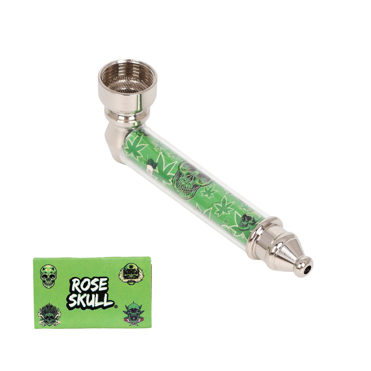 Rose Skull Set - Metal Pfeife Ca.8cm + Pfeifensieb VE-12