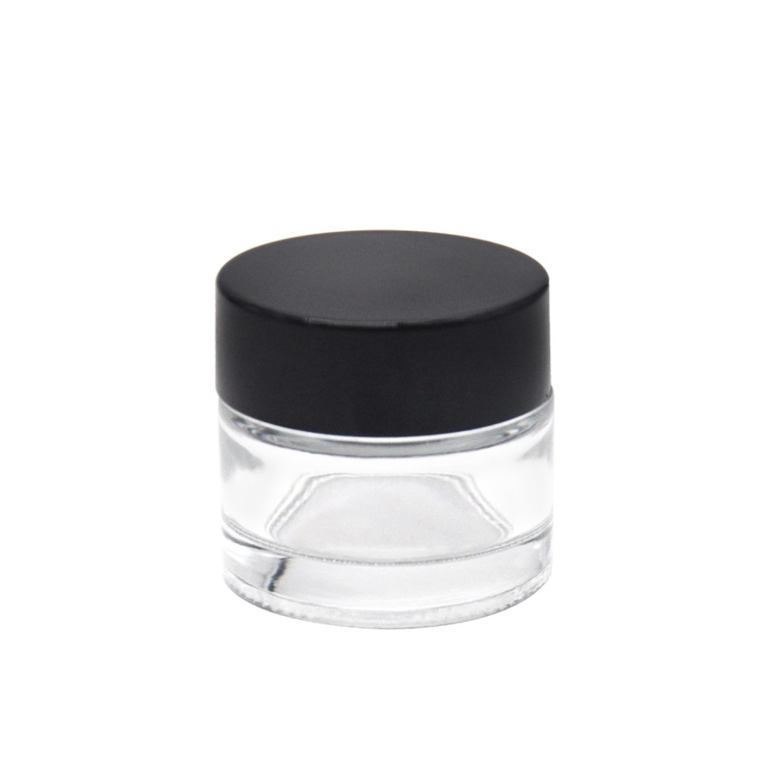 Glasbehälter mit deckel, Klare Glas & Schwarz Deckel | Medium, Größe: 33 × 35mm, Weight: 36g, Capacity: 15ml